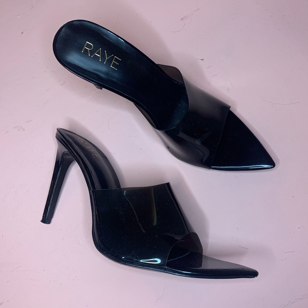 Raye Black Open Toe Heels